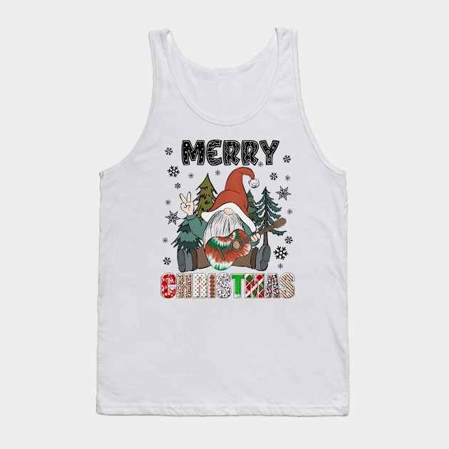 Merry Christmas Gnome Family Funny Xmas Tree Women Men Kids Tank Top by JennyArtist